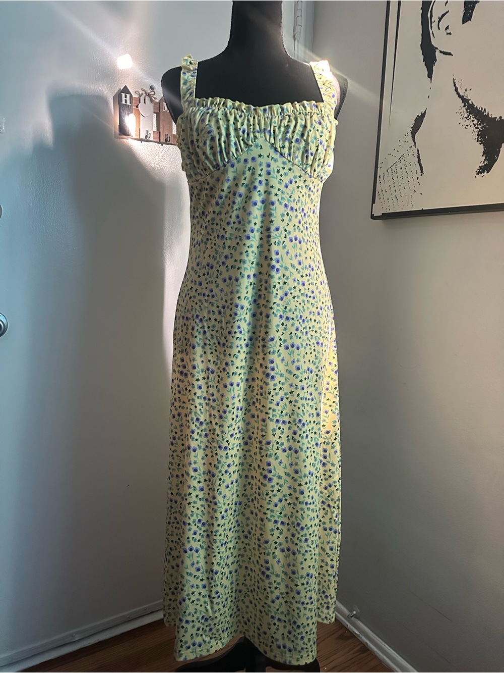Yellow Floral Ruffle trim Cottagecore Maxi Summer Dress 💐